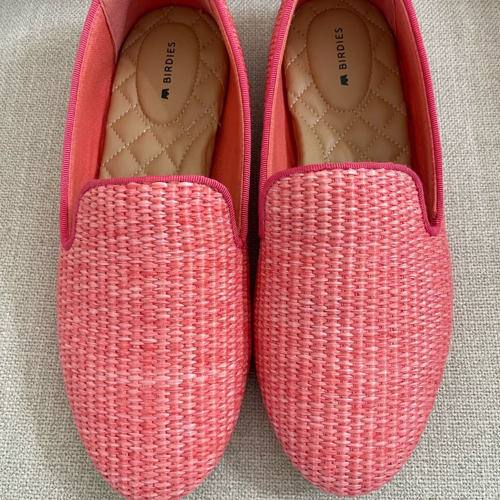 Birdies Coral Woven Loafers, excellent condition - worn once.